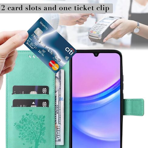 for Samsung Galaxy A16 5G Case Wallet for Women Man,PU Leather Tree Cat Flowers Embossed Wrist Strap Card Slots Pocket Kickstand Flip Protective Phone Case Cover for Samsung Galaxy A16 Blue in Saudi Arabia