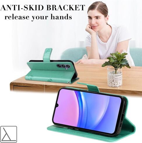 for Samsung Galaxy A16 5G Case Wallet for Women Man,PU Leather Tree Cat Flowers Embossed Wrist Strap Card Slots Pocket Kickstand Flip Protective Phone Case Cover for Samsung Galaxy A16 Blue in Saudi Arabia