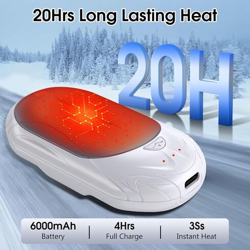 AI Hand Warmers Rechargeable, 2 Packs 6000mAh Portable Pocket Warmer, 20Hrs Long Heating Electric Hand Warmers, Suitable Outdoor Sports, Camping, Hunting, Golf, Warm Gifts Christmas, Men,Women in Saudi Arabia