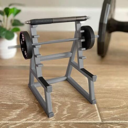 Squat Funny Barbell Rack Pen Holder,Mini Pencils Holder for Gym Theme for All Fitness Enthusiasts, Weightlifting Fans(Grey) in Saudi Arabia
