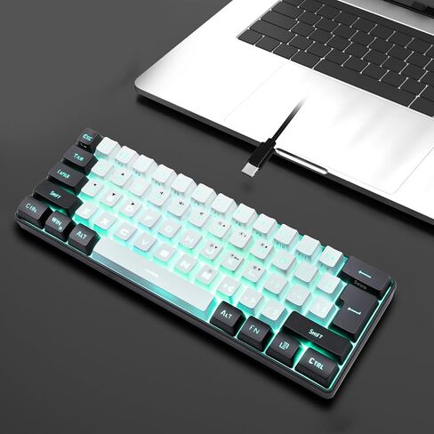 60% Wired Gaming Keyboard, Mechanical Feeling Mini Gaming Keyboard, RGB Backlit 61 Key Ultra Compact Keyboard, Ergonomic Keyboard for Laptop PC (Black) in Kuwait