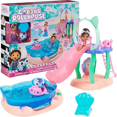 Gabby’s Dollhouse, Purr-ific Pool Playset with Gabby and MerCat Figures, Colour-Changing Mermaid Tails and Pool Accessories Kids’ Toys for Ages 3 and Up in Saudi Arabia