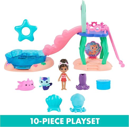 Gabby’s Dollhouse, Purr-ific Pool Playset with Gabby and MerCat Figures, Colour-Changing Mermaid Tails and Pool Accessories Kids’ Toys for Ages 3 and Up in Saudi Arabia