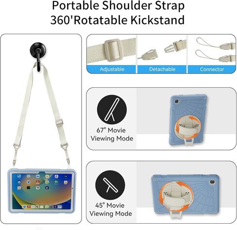 Galaxy Tab A8 Case,for Samsung Galaxy Tab A8 10.5'' 2022 with Screen Protector 360 Rotating Hand Strap&Stand, Drop-Proof Case for Galaxy Tab A8 SM-X200/X205/X207, Black in Kuwait