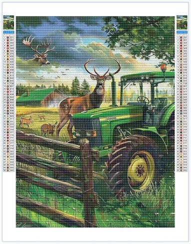 Youshiha جرار Deer Diamond Painting Kits للبالغين ، DIY 5D مركبة الماس تدريبات كاملة للبالغين ، للديكور المنزل المبتدئين هدية 12x16 بوصة in Kuwait