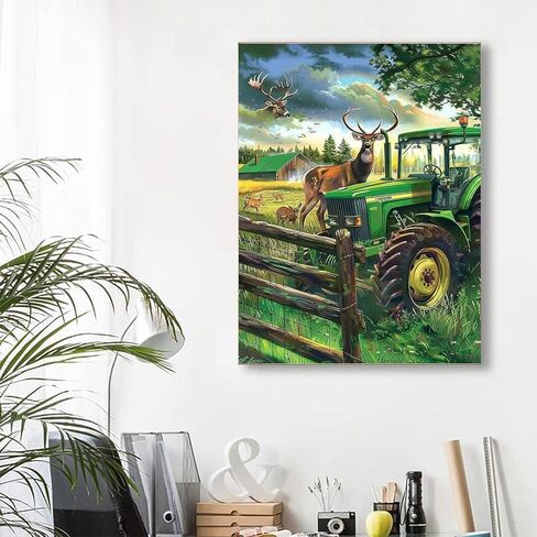 Youshiha جرار Deer Diamond Painting Kits للبالغين ، DIY 5D مركبة الماس تدريبات كاملة للبالغين ، للديكور المنزل المبتدئين هدية 12x16 بوصة in Kuwait