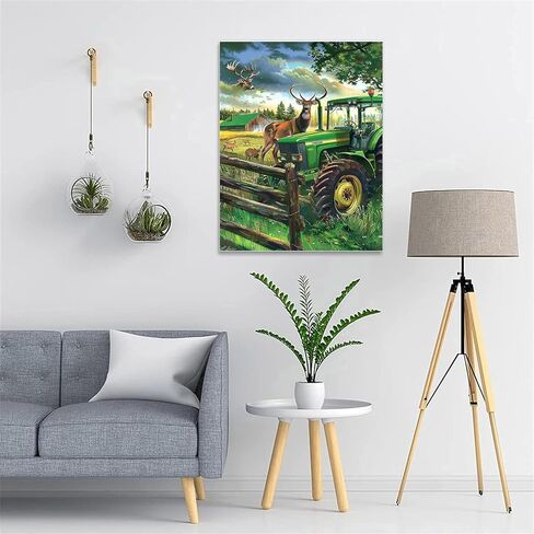 Youshiha جرار Deer Diamond Painting Kits للبالغين ، DIY 5D مركبة الماس تدريبات كاملة للبالغين ، للديكور المنزل المبتدئين هدية 12x16 بوصة in Kuwait