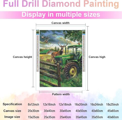 Youshiha جرار Deer Diamond Painting Kits للبالغين ، DIY 5D مركبة الماس تدريبات كاملة للبالغين ، للديكور المنزل المبتدئين هدية 12x16 بوصة in Kuwait