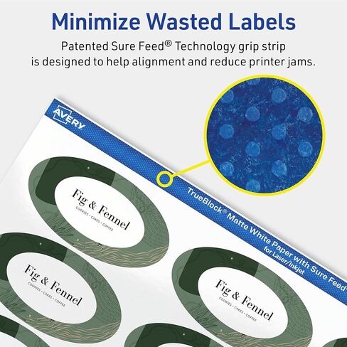 Avery TrueBlock Matte White Oval Labels مع تغذية مؤكدة ، 1-1/8 "× 2-1/4" ، 210 ملصقات بيضاء غير لامعة ، ملصقات طباعة للطباعة والليزر/الحبر القابلة للطباعة ، رائعة للتغليف وملصقات المنتجات in Kuwait