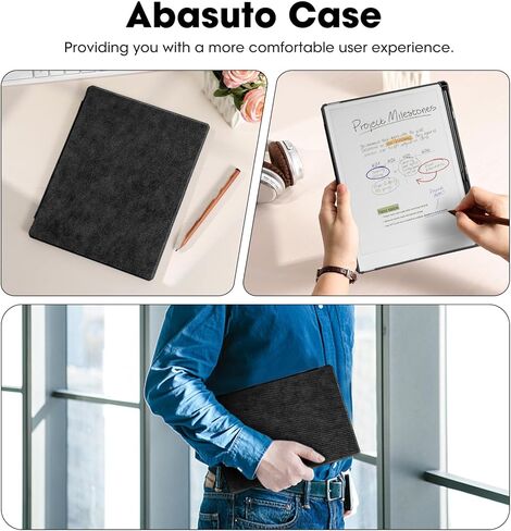 Case for 11.8" Remarkable Paper Pro Color Tablet 2024 Released with Pen Holder, Nib Storage, Auto Wake/Sleep, Ergonomic Design for Book Folio Lightweight Hard Protective Cover (Black Notebook) in Saudi Arabia