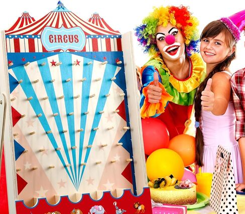 Fulmoon Carnival Game Circus Game Game Disk Drop Game مع 8 أقراص لعبة Wood Family Board Game لـ Carnival Party Decorations Birthday Party Supplies (15.7 × 10 بوصة) in Kuwait