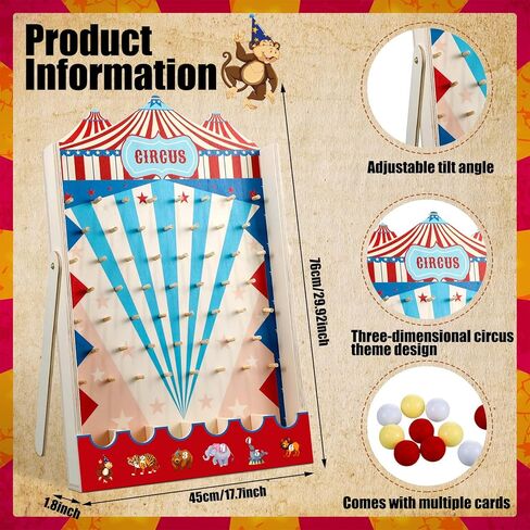 Fulmoon Carnival Game Circus Game Game Disk Drop Game مع 8 أقراص لعبة Wood Family Board Game لـ Carnival Party Decorations Birthday Party Supplies (15.7 × 10 بوصة) in Kuwait