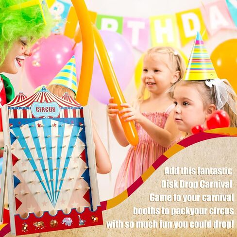 Fulmoon Carnival Game Circus Game Game Disk Drop Game مع 8 أقراص لعبة Wood Family Board Game لـ Carnival Party Decorations Birthday Party Supplies (15.7 × 10 بوصة) in Kuwait