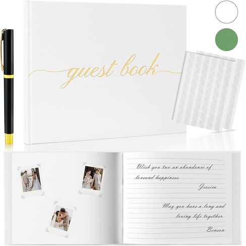 Wedding Guest Book for Your Wedding Reception, Graduation Guest Book, Polaroid Guest Book for Baby Shower and Special Events with Pen, 120 Blank Lined Pages, 204 Pcs Photo Corners Stickers for Sign in Saudi Arabia