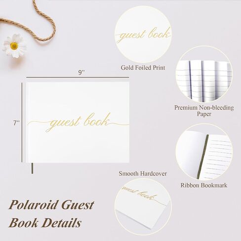 Wedding Guest Book for Your Wedding Reception, Graduation Guest Book, Polaroid Guest Book for Baby Shower and Special Events with Pen, 120 Blank Lined Pages, 204 Pcs Photo Corners Stickers for Sign in Saudi Arabia