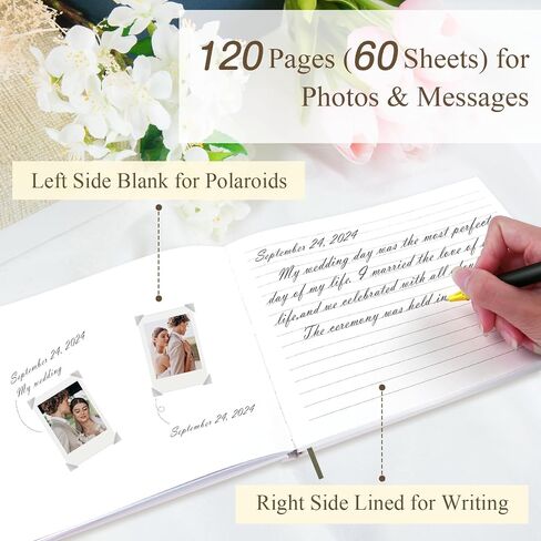 Wedding Guest Book for Your Wedding Reception, Graduation Guest Book, Polaroid Guest Book for Baby Shower and Special Events with Pen, 120 Blank Lined Pages, 204 Pcs Photo Corners Stickers for Sign in Saudi Arabia