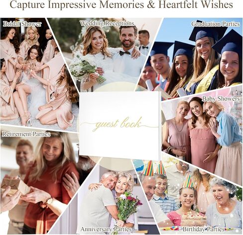Wedding Guest Book for Your Wedding Reception, Graduation Guest Book, Polaroid Guest Book for Baby Shower and Special Events with Pen, 120 Blank Lined Pages, 204 Pcs Photo Corners Stickers for Sign in Saudi Arabia