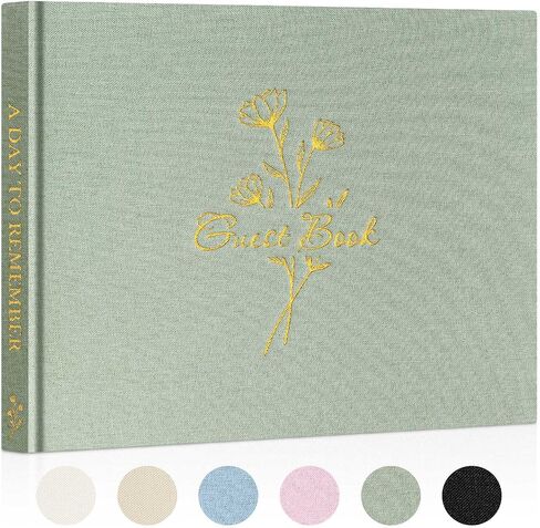 Lanpn Wedding Guest Book with 108 Blank Pages - Elegant Linen Hardcover Guestbook Wedding Reception for Sign in and Photos - Polaroid Guest Book for Wedding Bridal Shower Baby Shower (Sage Green) in Saudi Arabia