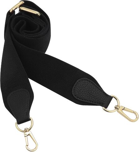 Adjustable Wide Purse Straps Replacement Crossbody Bags for Women Handbags, Cross Body Bag & Shoulder Bag with Silver Snap Hooks - Black, Length 28-47 Inch, Wide 2 Inch in Saudi Arabia