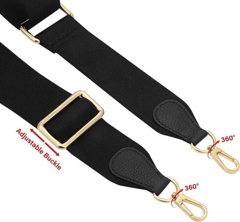 Adjustable Wide Purse Straps Replacement Crossbody Bags for Women Handbags, Cross Body Bag & Shoulder Bag with Silver Snap Hooks - Black, Length 28-47 Inch, Wide 2 Inch in Saudi Arabia