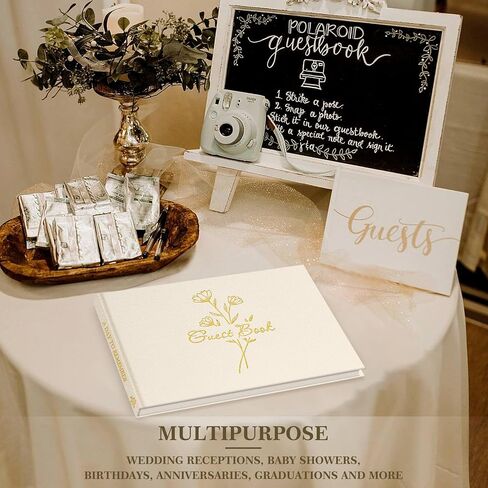 Lanpn Wedding Guest Book with 108 Blank Pages - Elegant Linen Hardcover Guestbook Wedding Reception for Sign in and Photos - Polaroid Guest Book for Wedding Bridal Shower Baby Shower (Sage Green) in Saudi Arabia