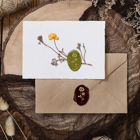 1pc Rose Wax Seal Stamp 3D Embossed Sealing Wax Stamp Oval Vintage Seal Stamp Gift for Christmas 20x30mm Retro Brass Head Stamp with Wooden Handle for Envelope Invitation Decoration in Saudi Arabia