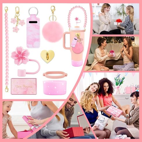 Stanley Cup Accessories Set Water Bottle Holder Strap Straw Cover Cap for Stanley Cup Charms Boot Flower Stanley Cup 30oz 40oz Accessories Cute Silicone Stanley Straw Topper Charms Boot in Kuwait