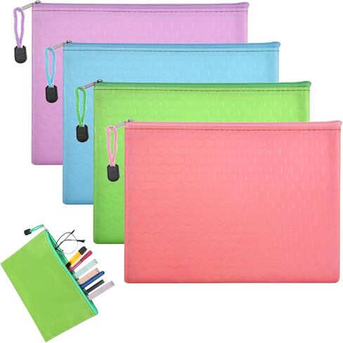 4 Pack Bank Deposit Money Bags with Zipper, Colorful PU Leather Bags Cash Zipper Pouch Cash Wallet Pouches for Coins Cosmetics Invoice Bills Tools (9.5 x 7.1 Inches) in Saudi Arabia