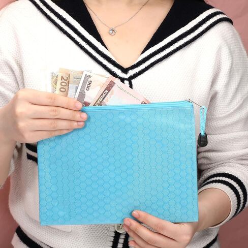 4 Pack Bank Deposit Money Bags with Zipper, Colorful PU Leather Bags Cash Zipper Pouch Cash Wallet Pouches for Coins Cosmetics Invoice Bills Tools (9.5 x 7.1 Inches) in Saudi Arabia