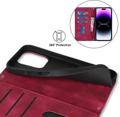 for iPhone 14 Pro Max Wallet Case for Women,for iPhone 14 Pro Max Case with Card Holder and Wrist Strap,Leather Shockproof Magnetic Kickstand Flip Phone Case-Yellow in Kuwait