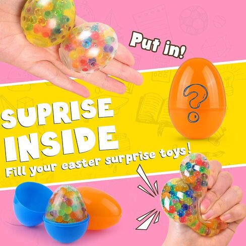 12 Pack Easter Eggs with Light-Up Grape Mesh Squishy Stress Ball, Glow in The Dark Squeeze Balls Sensory Toys for Kids Teens Easter Basket Stuffers Party Favors Gifts Classroom Prizes Easter Egg Hunt in Saudi Arabia