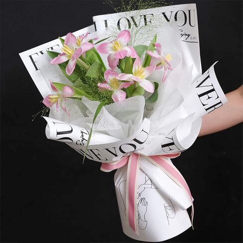 Ibluelover 20 ورقة زهرة التفاف الورق باقة الالتفاف الأسود مقاوم للماء الزهور غلاف التغليف هدية لتخرج الزفاف عيد الحب in Kuwait