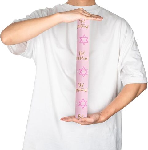 RUSPEPA Wrapping Paper Roll - Mini Roll - Pink Star of David Design Great for Bat Mitzvah, Party and Holiday - 17 Inches X 32.8 Feet in Saudi Arabia