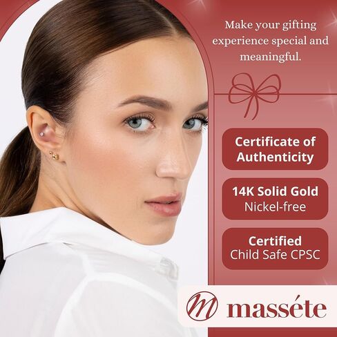 14k Yellow Gold 3 Prong Martini Simulated Diamond Stud Earrings Tiny for Baby or Multiple Piercings Screwback in Kuwait