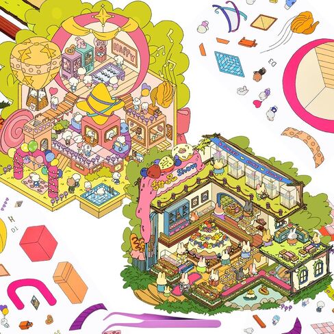 2 Sets DIY 3D Fun Large Size Envelope Postcard House Sticker Scenes with Tweezers Make Your Own Pumpkin Hot Springs Night Town Scene Stickers Micro Halloween Stickers for Relief Stress Pass The Time in Saudi Arabia