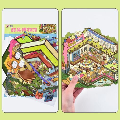 2 Sets DIY 3D Fun Large Size Envelope Postcard House Sticker Scenes with Tweezers Make Your Own Pumpkin Hot Springs Night Town Scene Stickers Micro Halloween Stickers for Relief Stress Pass The Time in Saudi Arabia