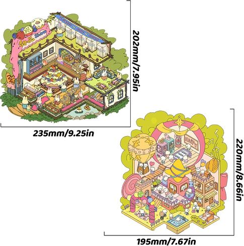 2 Sets DIY 3D Fun Large Size Envelope Postcard House Sticker Scenes with Tweezers Make Your Own Pumpkin Hot Springs Night Town Scene Stickers Micro Halloween Stickers for Relief Stress Pass The Time in Saudi Arabia