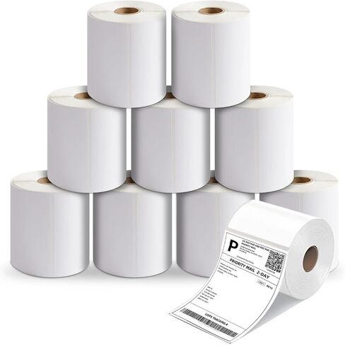 1 Stack of 500, 4x6 Thermal Direct Shipping Fanfold White Label Stack for Mailing Perforated,Strong Adhesive, Commercial Grade Compatible with Printer Like Rollo, MUNBYN, Zebra, Polono,iDRPT in Saudi Arabia