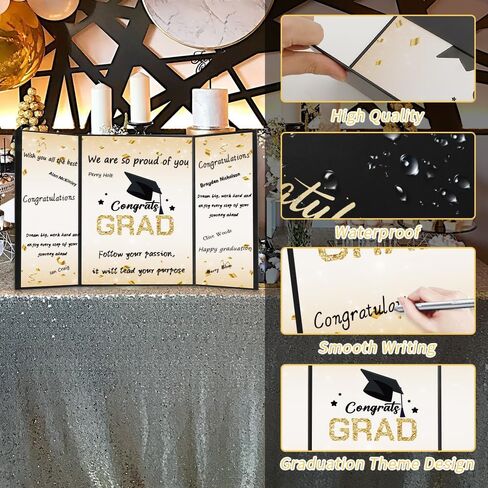 التخرج دفتر ضيوف 2025 فئة زخارف التخرج من الذهب الأسود من 2025 تخرج التخرج الأسود كتاب التخرج دفتر الزوار هدايا الخريجين لوحة تسجيل الخريج لصالح حفل ​​التخرج in Kuwait