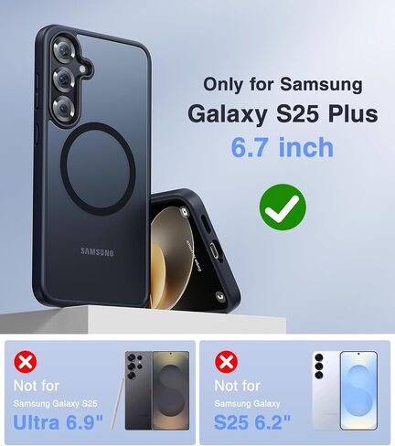 Meifigno Magnetic Case Designed for Samsung Galaxy S25 Ultra 6.9", [Compatible with MagSafe][2X Screen Protectors][Mil-Grade Drop Protection], Translucent Matte Back, Case for Galaxy S25 Ultra, Black in Kuwait