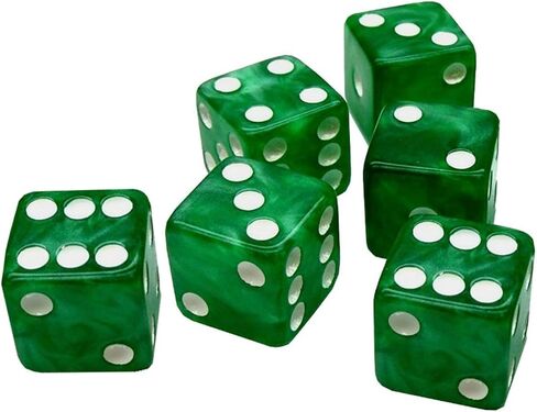 Set of (6) 16mm D6 Dice Marbleized Standard Squared Corners ... Plus Black Velvet Cloth Pouch Bag (Green) in Saudi Arabia