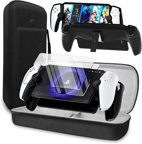 QUAGGY 3-in-1 Accessoris Kit Compatible with Playstation Portal, EVA Carrying Case for PS Portal with Silicone Protective Cover with stand, 2 Pack Screen Protectors,Protective Shell Portable Travel Handbag for PS5 Portal Remote Player(white) in Saudi Arabia
