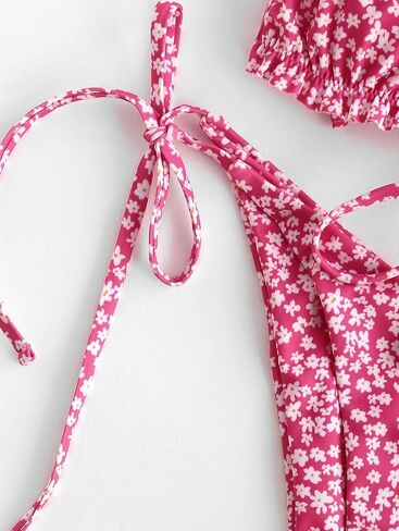 ZAFUL المرأة Ditsy الأزهار المطبوعة ملابس السباحة Underwire معقود سلسلة مثلث بيكيني عالية قطع صفيق مجموعة البكيني in Kuwait