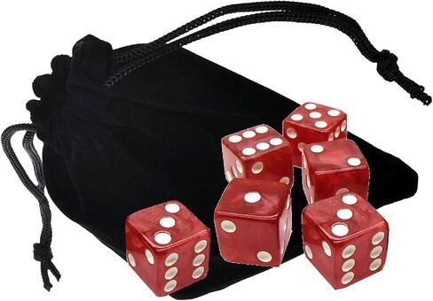 Set of (6) 16mm D6 Dice Marbleized Standard Squared Corners ... Plus Black Velvet Cloth Pouch Bag (Green) in Saudi Arabia
