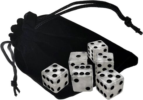 Set of (6) 16mm D6 Dice Marbleized Standard Squared Corners ... Plus Black Velvet Cloth Pouch Bag (Green) in Saudi Arabia