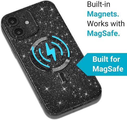 Glitter Case for iPhone 15 Pro Max Phone Case Magnetic Compatible with Magsafe, Sparkle Bling Shiny Cute Girly Design, Aesthetic Slim Soft TPU Mag Cover for Women Girl, Neon Hot Pink in Kuwait