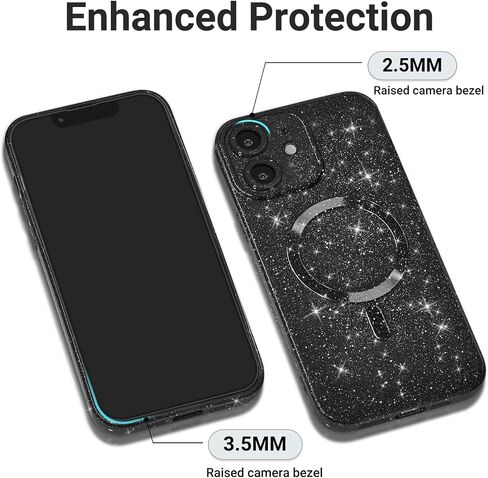 Glitter Case for iPhone 15 Pro Max Phone Case Magnetic Compatible with Magsafe, Sparkle Bling Shiny Cute Girly Design, Aesthetic Slim Soft TPU Mag Cover for Women Girl, Neon Hot Pink in Kuwait