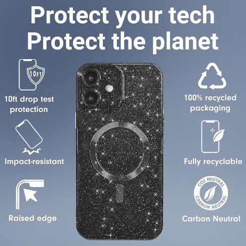 Glitter Case for iPhone 15 Pro Max Phone Case Magnetic Compatible with Magsafe, Sparkle Bling Shiny Cute Girly Design, Aesthetic Slim Soft TPU Mag Cover for Women Girl, Neon Hot Pink in Kuwait