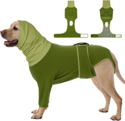 FUAMEY Dog Onesie for Surgery, Surgical Suit for Dogs Female Spay, Cone of Shame Alternative, Turtle Neck Body Suit, No Lick Neutering Recovery Suit for Male Doggie, Bull Terrier (Green, L) in Kuwait