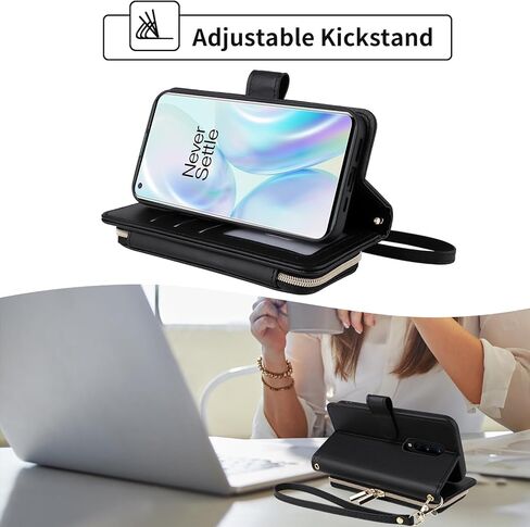 Argyle Wallet Case for OnePlus 8T OnePlus8T Plus 9R 5G with Wrist Strap Shoulder Strap Zipper Purse Phone Cover for One Plus8T5G On + 1 Plus 8Tplus 1plus 8T+ One+ T8 1+ 1+8T Pro G5 Purple in Kuwait